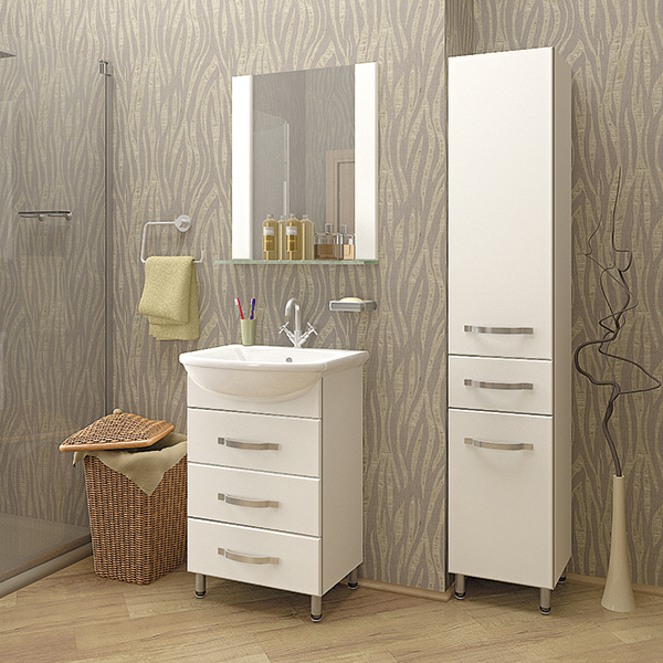 Тумба д/ванной, ДИАМАНТ-55,  ОТДЕЛЬНО ПРИОБРЕТАЕТСЯ РАКОВИНА под раковину Элеганс-55, Rosa, ПВХ, раковина в комплект не входит