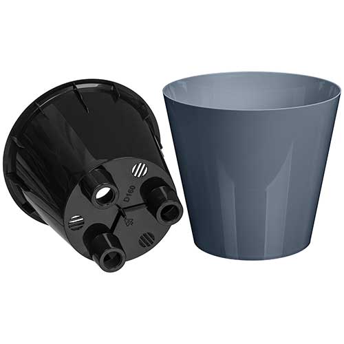 Горшок для цветов 1.6 л Homver Rosemary 221605435/01, 160 мм, с дренажной вставкой, серый