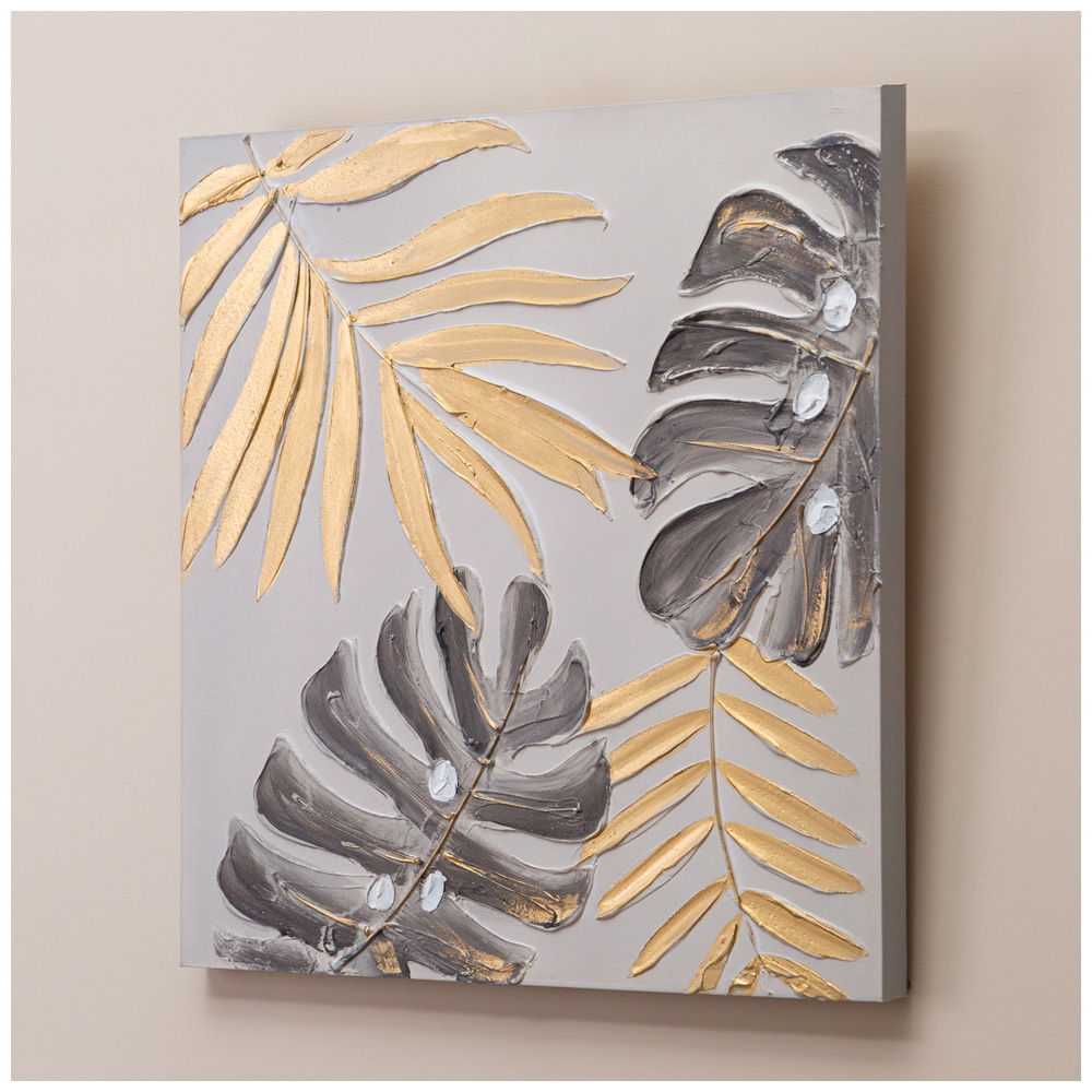 Картина, ЗОЛОТАЯ МОНСТЕРА, 60Х60Х3 см