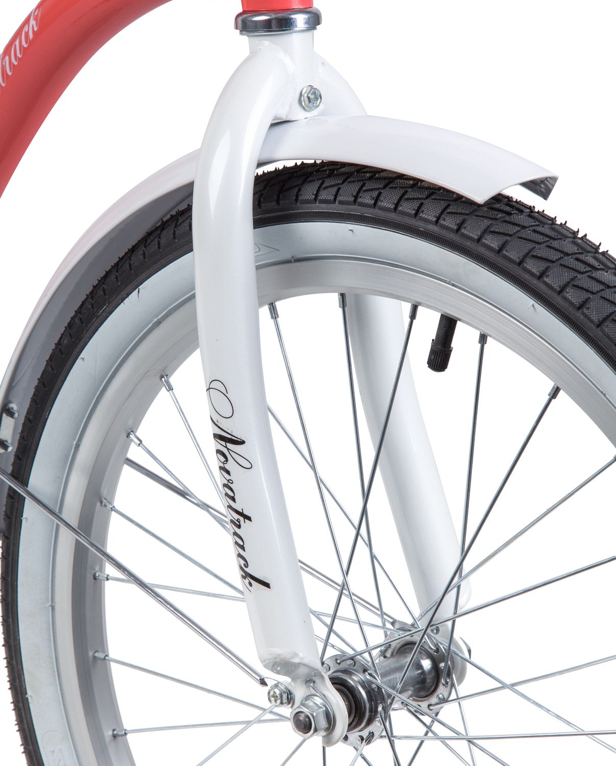 Велосипед NOVATRACK 20,  CANDY, коралловый, полная защита цепи, тормоз нож., сумочка на руль, крылья