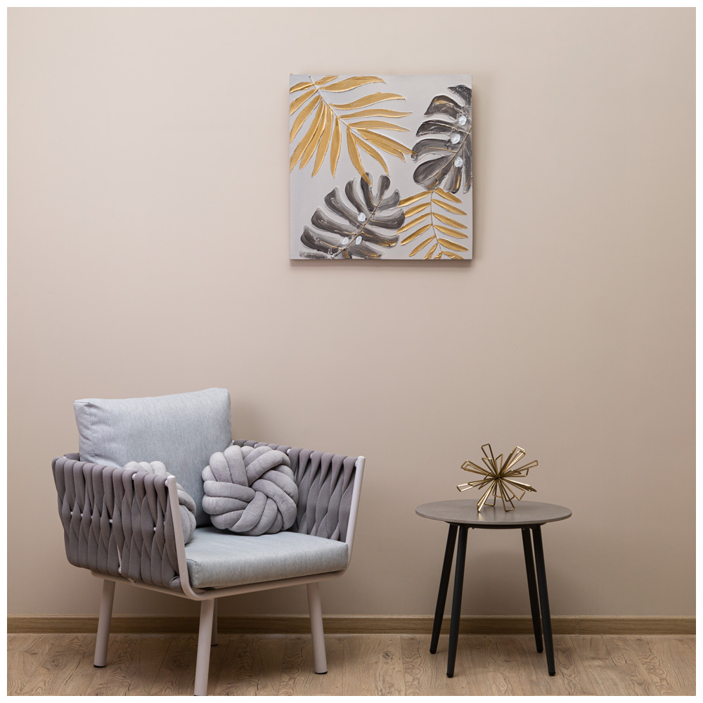 Картина, ЗОЛОТАЯ МОНСТЕРА, 60Х60Х3 см