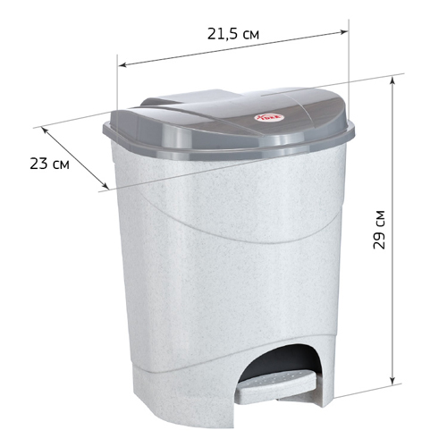 Контейнер для мусора 7 л IDEA М 2890, с педалью , мраморный