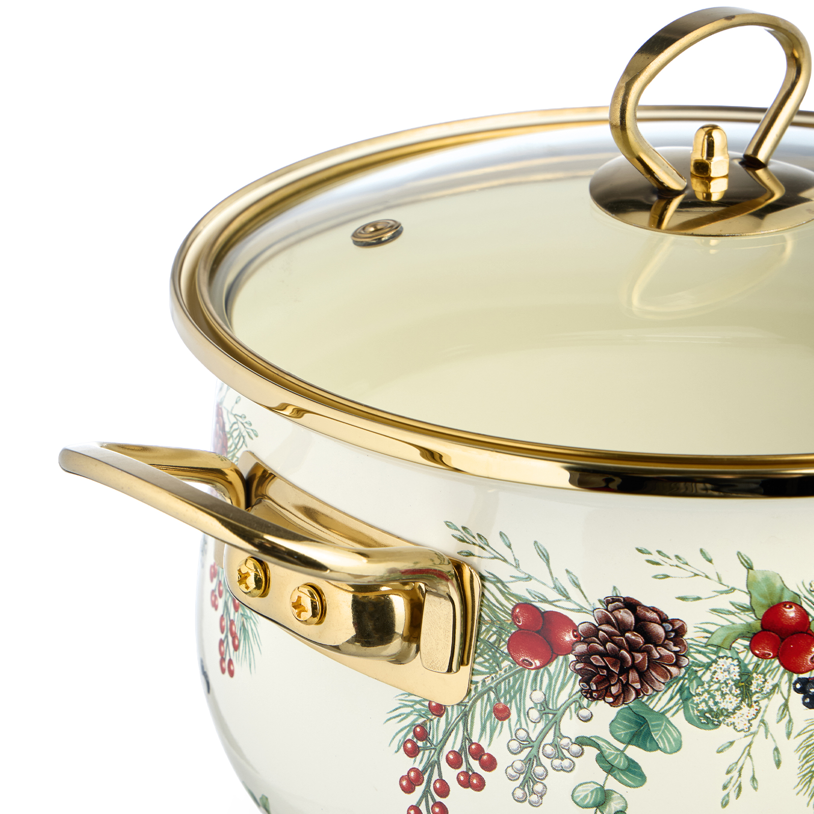 КАСТРЮЛЯ ЭМАЛИРОВАННАЯ AGNESS СО СТЕКЛЯННОЙ КРЫШКОЙ СЕРИЯ, CELEBRATION,  3.6 Л, 22*13 СМ