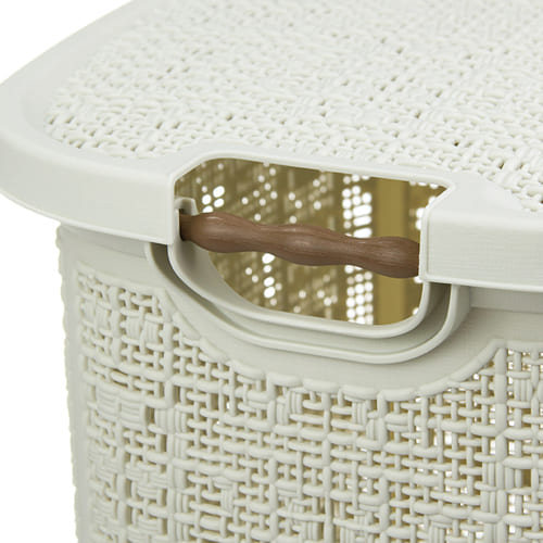 Корзина для белья 30 л IDEA БЯЗЬ М 2622, белый ротанг