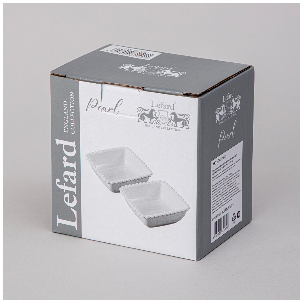НАБОР САЛАТНИКОВ КВАДРАТНЫХ LEFARD, PEARL, 2 ШТ. 10*4 СМ 120 МЛ, КОР=12НАБ.
