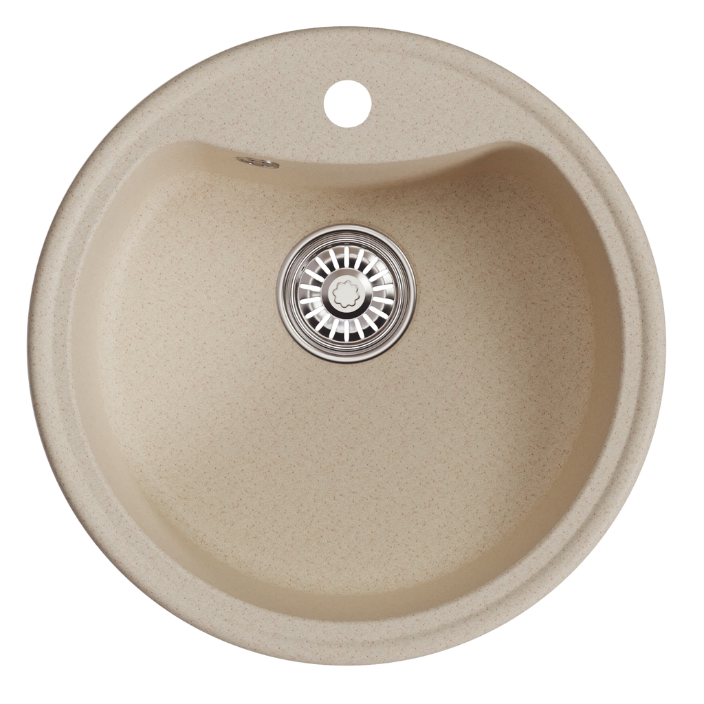 Мойкa ML-GM09 круглая, бежевая, 328, 510 мм, глуб. чаши 190 NEW