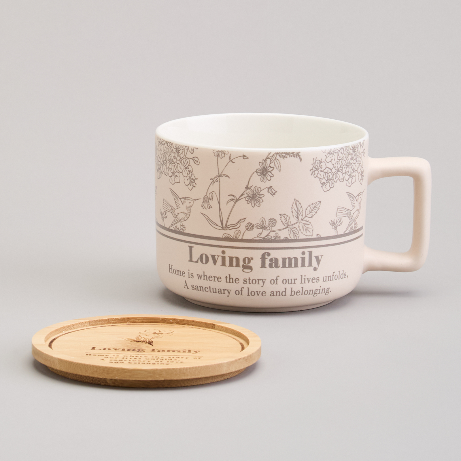 КРУЖКА LEFARD 400МЛ С БАМБУКОВОЙ КРЫШКОЙ, SWEET HOME, 9.6*8CM