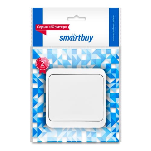 Выключатель ОП 1кл. без инд. Smartbuy 250В 10А белый, SBE-03w-10-SW1-0, Юпитер, 1/200