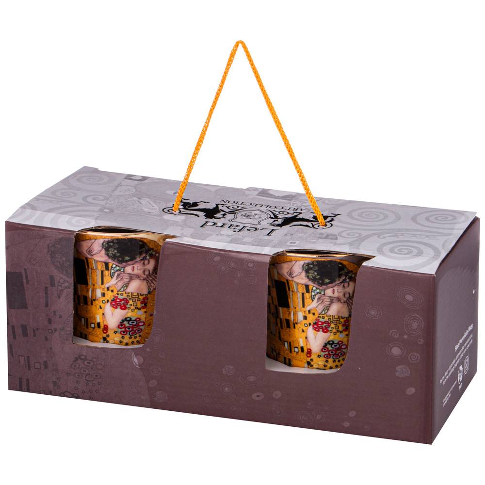 НАБОР КРУЖЕК LEFARD, ПОЦЕЛУЙ,  Г. КЛИМТ 2 ШТ. 420 МЛ, КРЕМОВАЯ, СЕРАЯ, КОР=24НАБ.