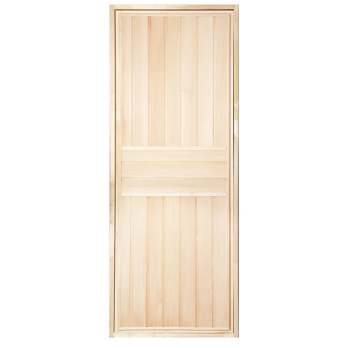 Дверь для бани БАННАЯ ЛИНИЯ, глухая 1.7 х 0.7 м липа класс Б, коробка из липы, петли
