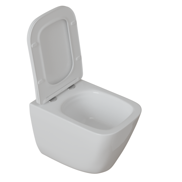 Унитаз подвесной безободковый WAVE STRONG Tornado3.0, сид. дюропласт, м/л, быстр, БЕЛЫЙ глянец, L