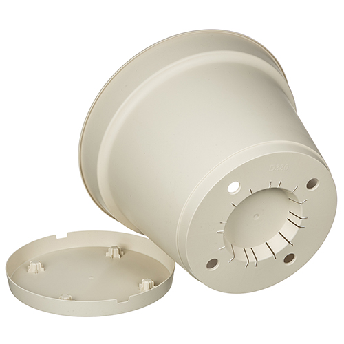 Горшок для цветов 20 л Homver Mint 221612325/01, 380 мм, с поддоном, светло-бежевый