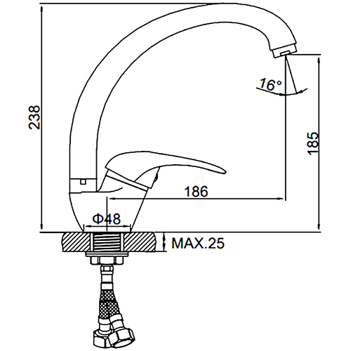 Смеситель для кухни LEDEME L5902-300, с гайкой, картридж 40 мм, терракотовый, 1/10