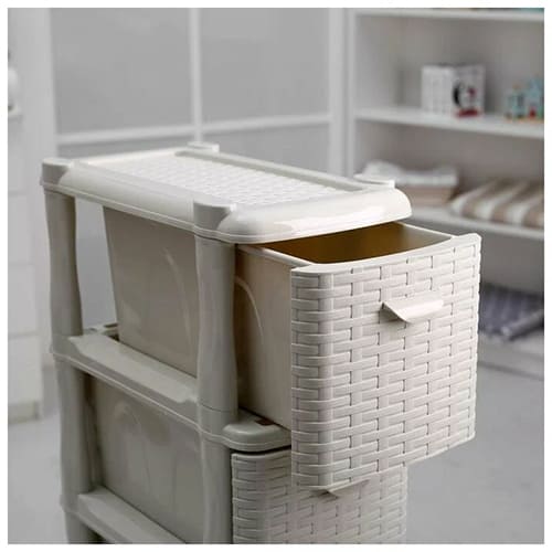 Комод узкий IDEA РОТАНГ М 2814, 4 секции, белый ротанг