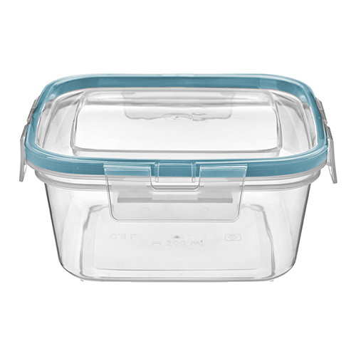 Контейнер для продуктов 0.8 л Homver 221103318/02, герметичный квадратный, с защелками, бесцветный