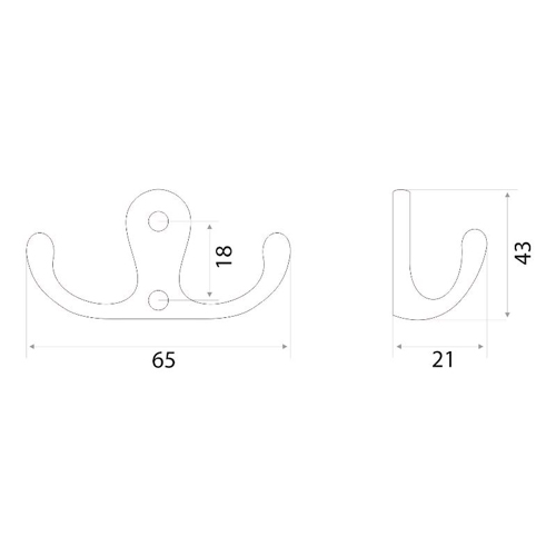 Крючок 04. 12. 03 ДВОЙНОЙ большой, белый, 5/150