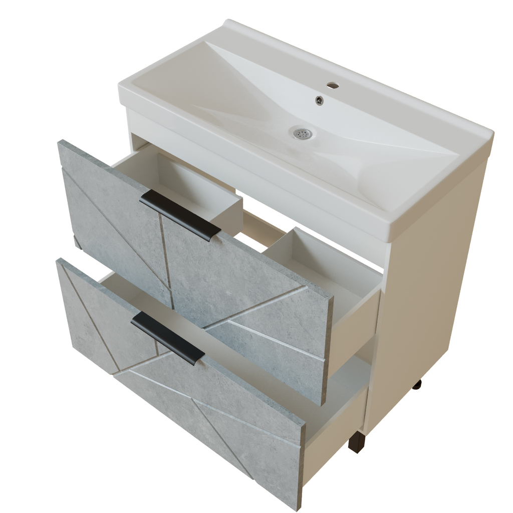 Тумба д/ванной, Гранд-80,  ОТДЕЛЬНО ПРИОБРЕТАЕТСЯ РАКОВИНА Бетон под раковину Fest-80, Sanita Lux, ПВХ, раковина в комплект не входит