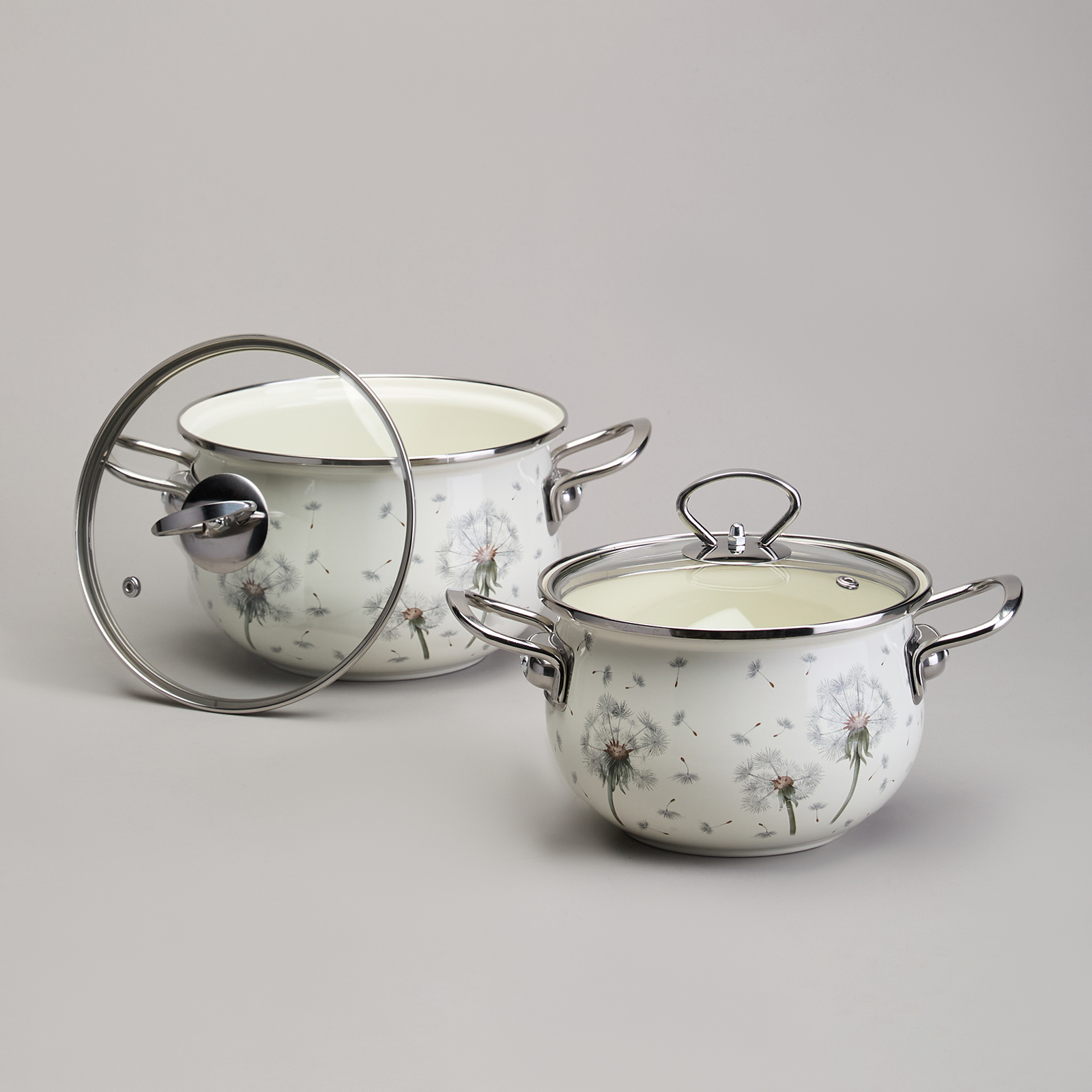 НАБОР КАСТРЮЛЬ ЭМАЛИРОВАННЫЙ, СЕРИЯ, DANDELION, 4ПР. 2, 0/2, 8Л ДИА.18/20СМ