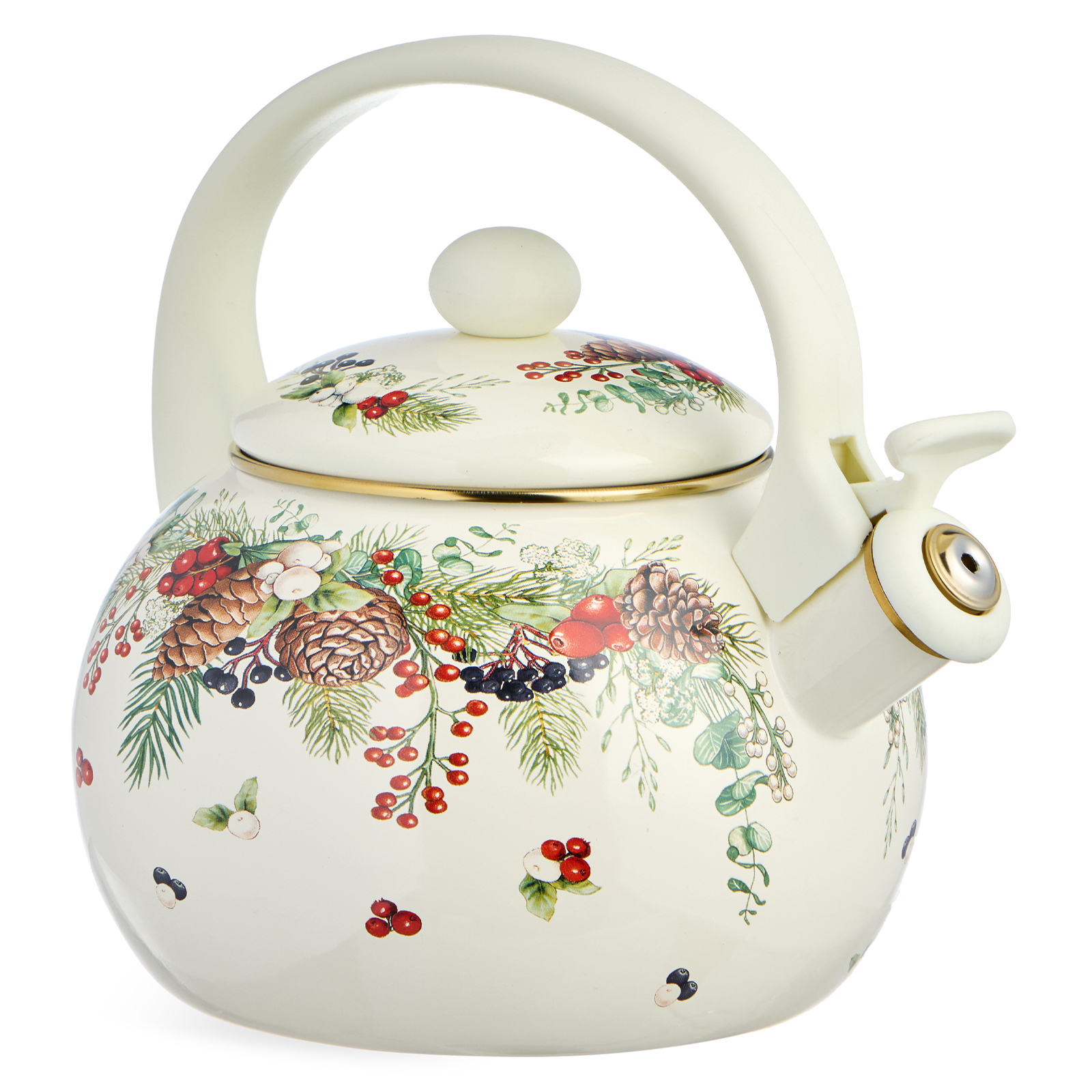 ЧАЙНИК AGNESS ЭМАЛИРОВАННЫЙ СО СВИСТКОМ СЕРИЯ, CELEBRATION,  2, 2Л, ИНДУКЦИОННОЕ ДНО