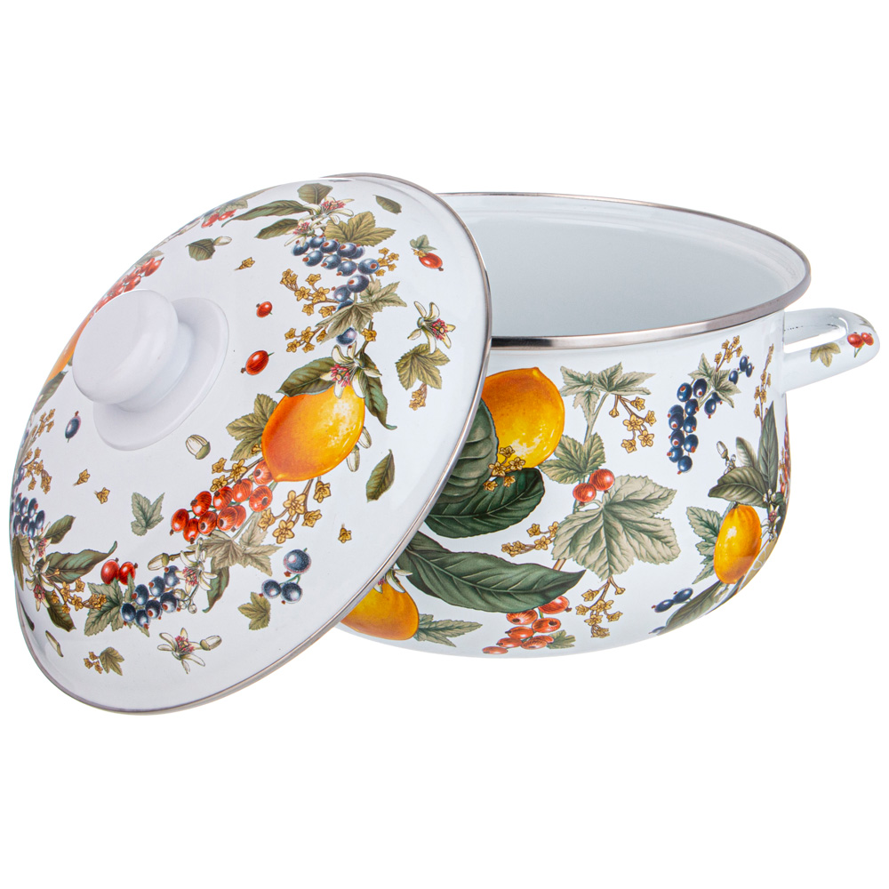 КАСТРЮЛЯ AGNESS ЭМАЛИРОВАННАЯ С ЭМАЛ.КРЫШКОЙ СЕРИЯ, ФРУКТОВАЯ КОРЗИНА,  5.0 Л, 24*14 СМ