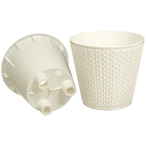 Горшок для цветов 1.6 л Homver Velvet 221602825/01, 160 мм, светло-бежевый