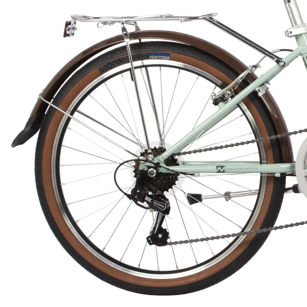 Велосипед NOVATRACK 24, складной, AURORA, мятный, Shimano 6 speed, TY21/TS38