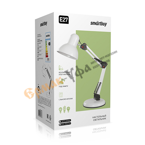 Светильник настольный  Е27 белый Smartbuy, SBL-DL-E27-w, 1/8