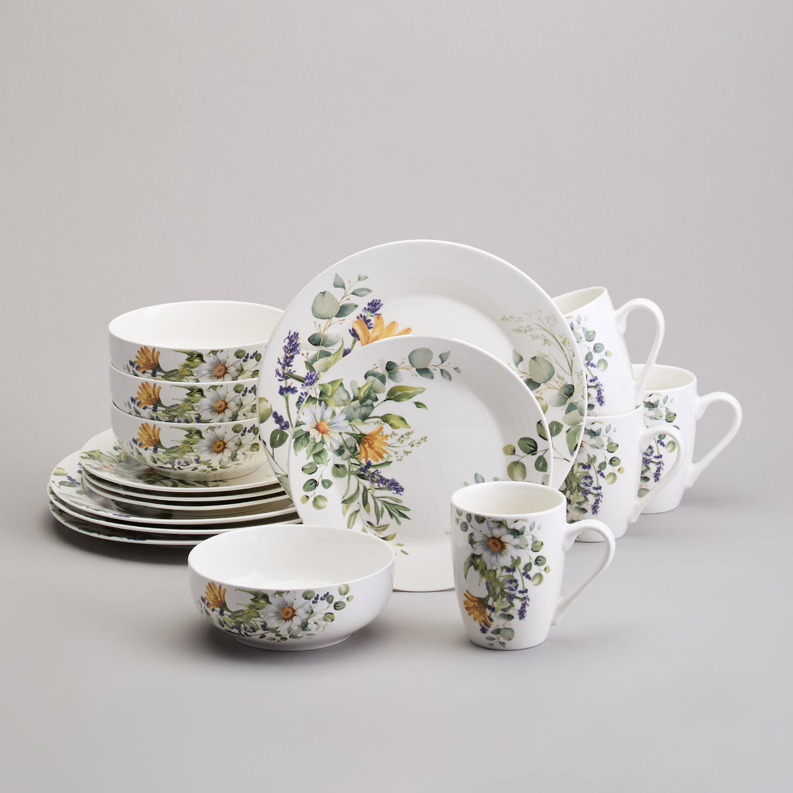 НАБОР ПОСУДЫ ОБЕДЕННЫЙ LEFARD, РОМАШКОВОЕ ПОЛЕ, НА 4 ПЕР. 16 ПР., КОР=2НАБ.