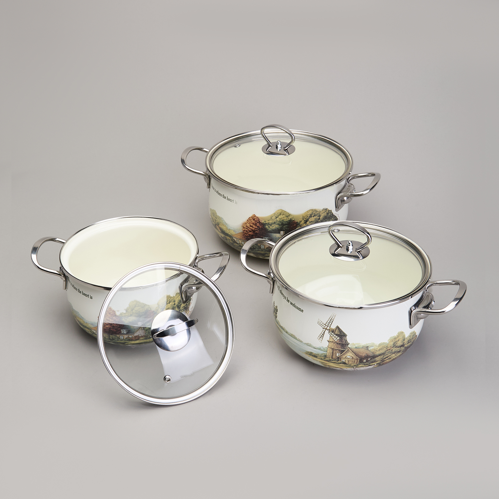 НАБОР КАСТРЮЛЬ ЭМАЛИРОВАННЫЙ, СЕРИЯ, FAMILY HOUSE, 6ПР. 2, 0/2, 8/3, 8Л ДИА.18/20/22СМ