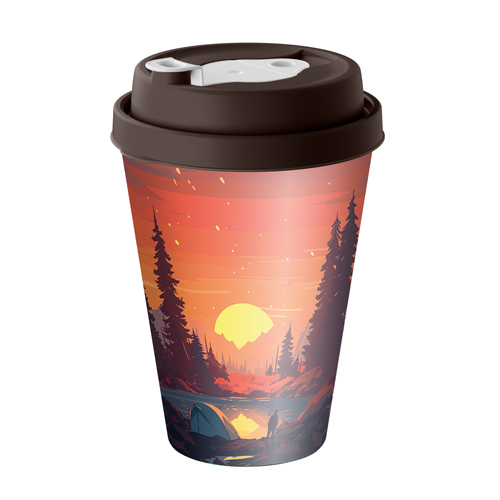 Стакан с крышкой 420 мл Homver 223133490/00, с декором с клапаном Заряд природы микс 1