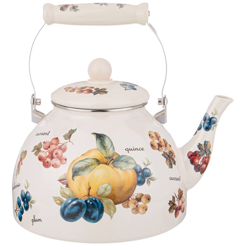 ЧАЙНИК AGNESS ЭМАЛИРОВАННЫЙ СЕРИЯ, ФРУКТЫ, 4 Л