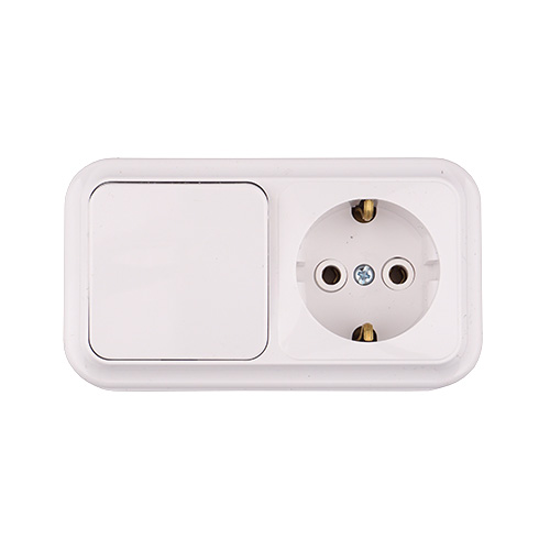 Розетка блок 1выкл+розетка с/з BYLECTRICA, Пралеска, В-РЦ-527 БЕЛЫЙ, 1/40