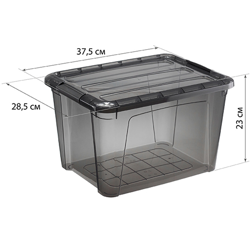 Ящик для хранения 15.5 л IDEA КИП М 2337, с замками черный прозрачный