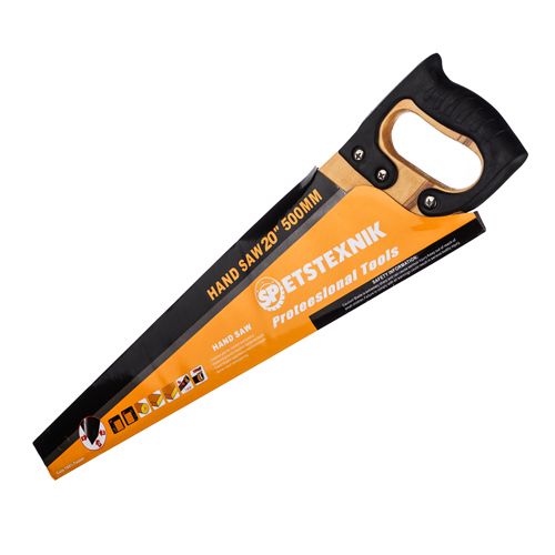 Ножовка по дереву 500мм, крупный зуб 5 TPI, деревянная обрезиненная ручка, 1/48