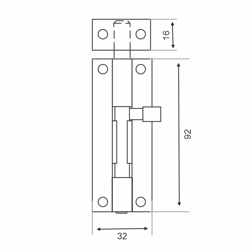 Шпингалет Trodos ZY-711A без пружины L110, черный матовый, 2/36/