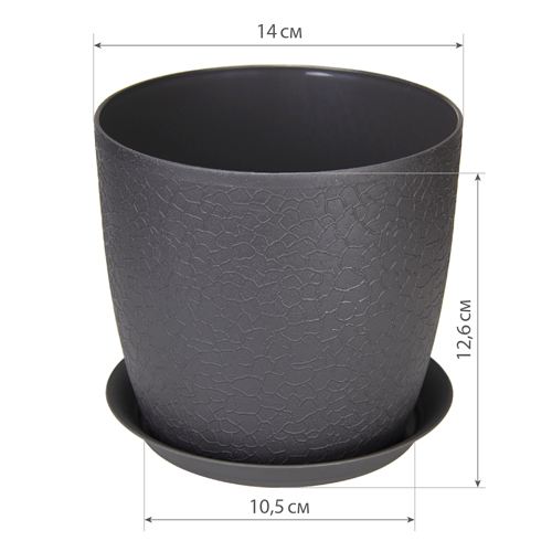 Кашпо 1.5 л IDEA ВЕРОНА М 3095, с подставкой, графитовый, 140 мм