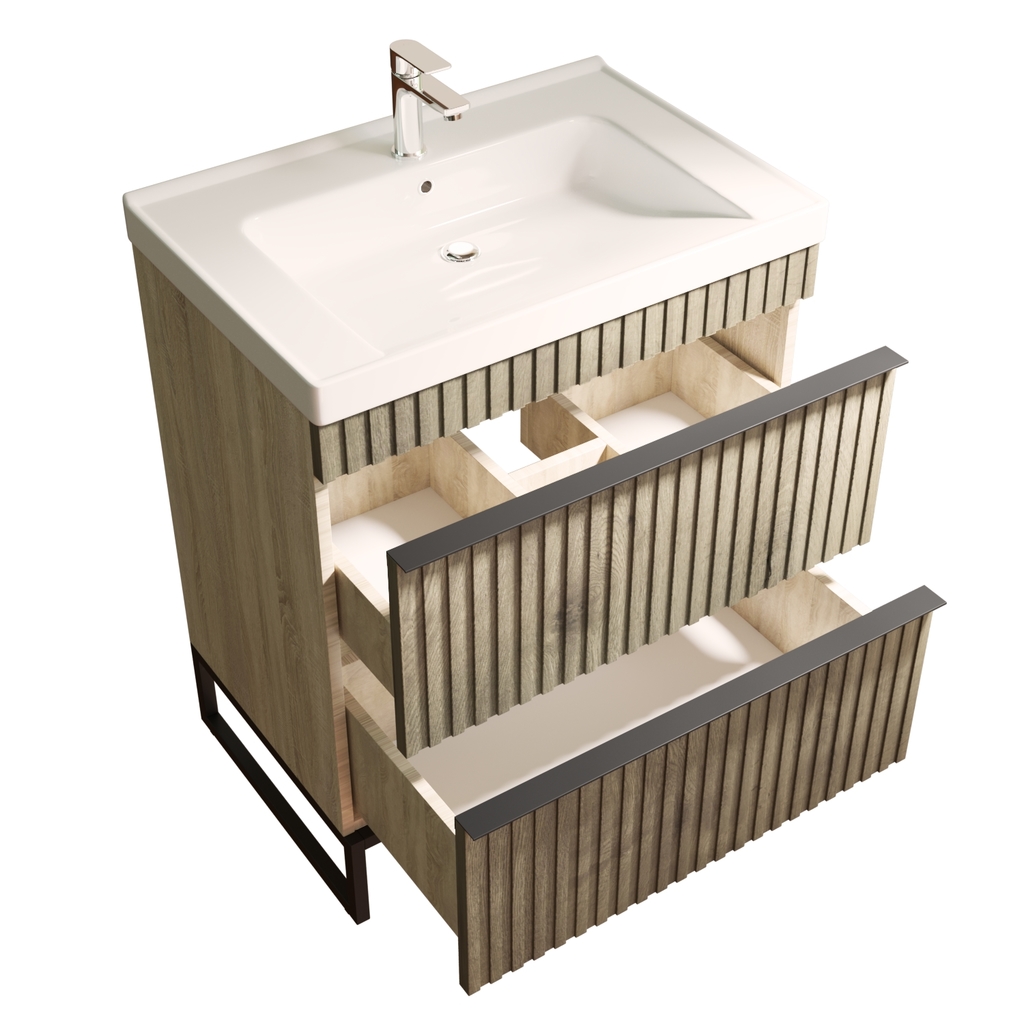 Тумба д/ванной, Окленд -70,  ОТДЕЛЬНО ПРИОБРЕТАЕТСЯ РАКОВИНА Дуб Мелфорд под раковину Грэйс- 70, DREJA ЛОФТ, ПВХ, раковина в комплект не входит