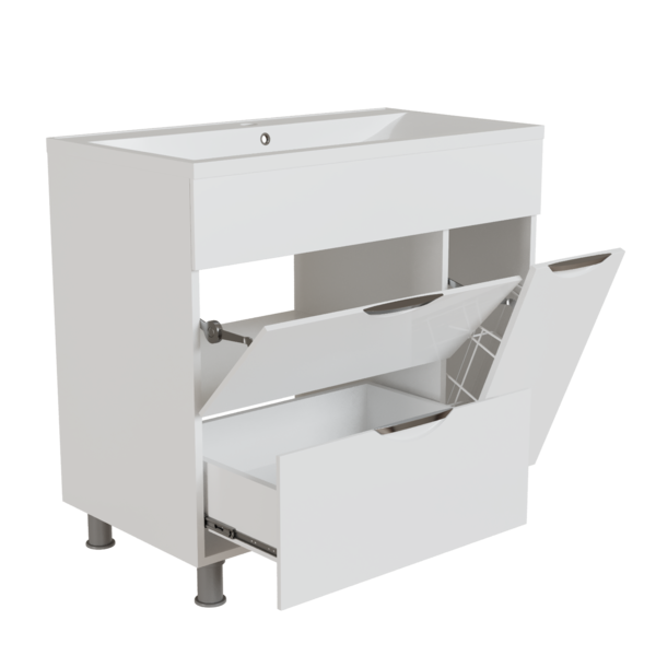 Тумба д/ванной, ЭТЬЕН-90,  ОТДЕЛЬНО ПРИОБРЕТАЕТСЯ РАКОВИНА с бельевой корзиной под раковину Нелли-90, MIXLINE, ПВХ, раковина в комплект не входит