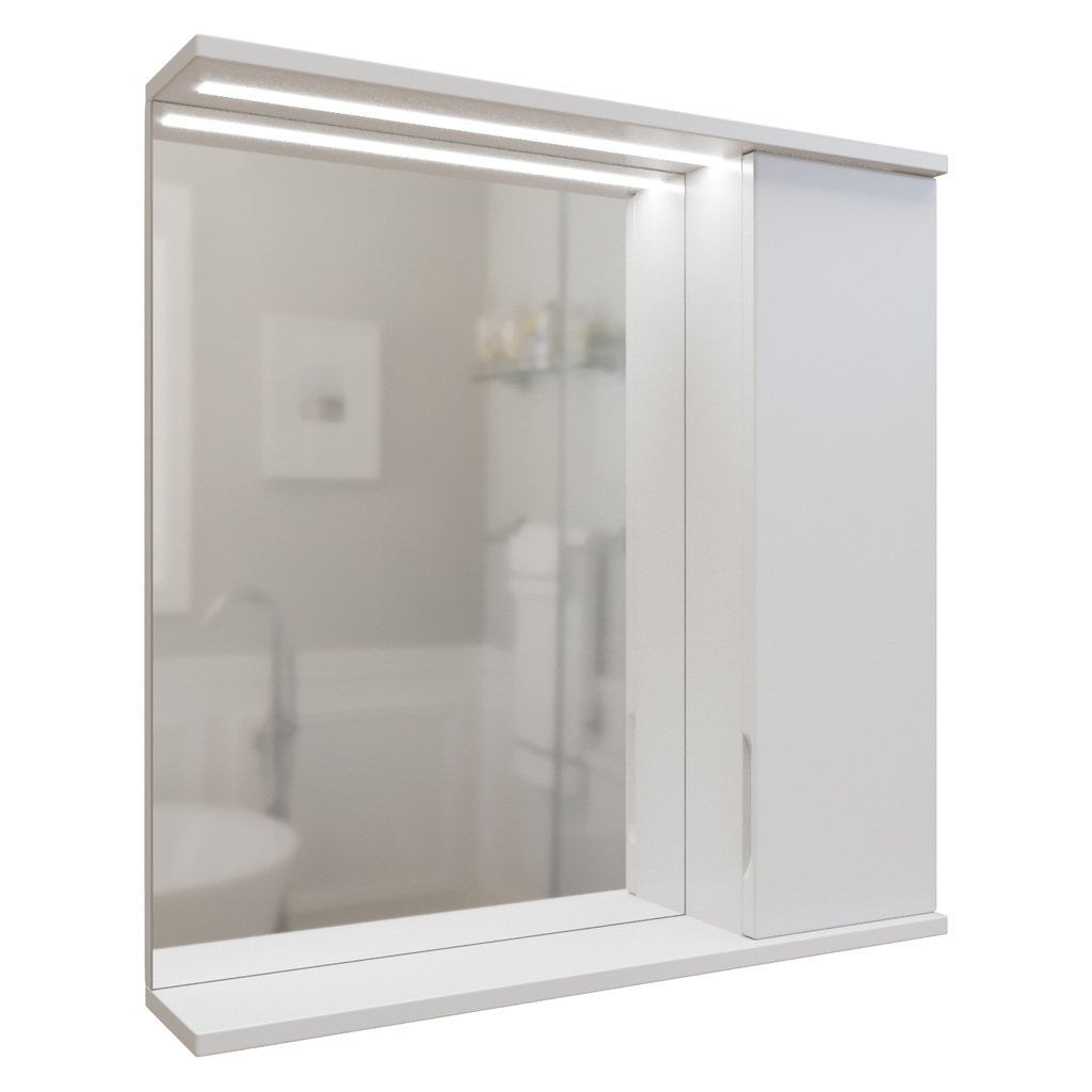 Зеркальный шкаф, Лайн-70, правый с подсветкой, ПВХ