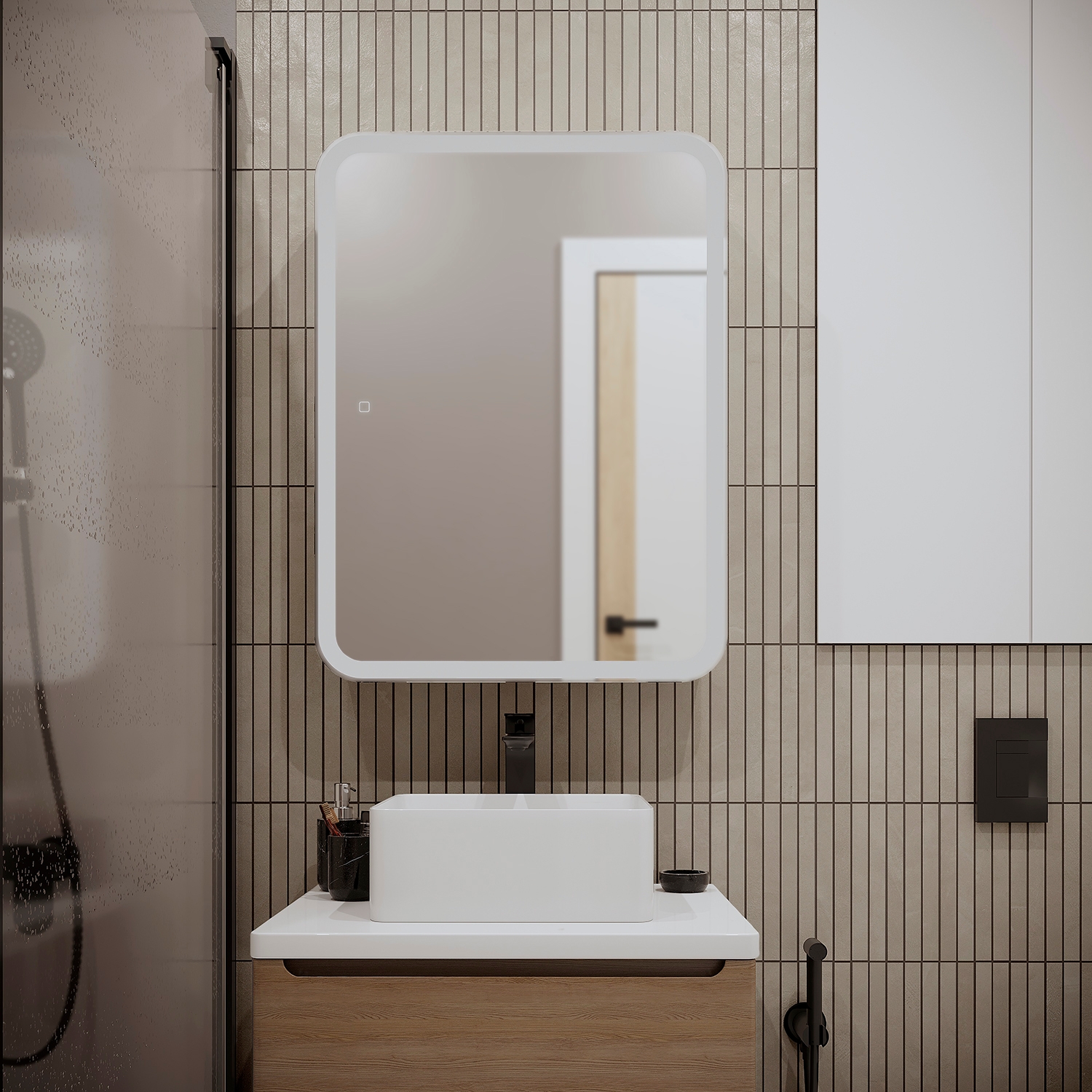 Зеркальный шкаф MIXLINE, Фиджи Flip, 600*800, ШВ универсал, сенсорный выкл., светодиодная подсветка