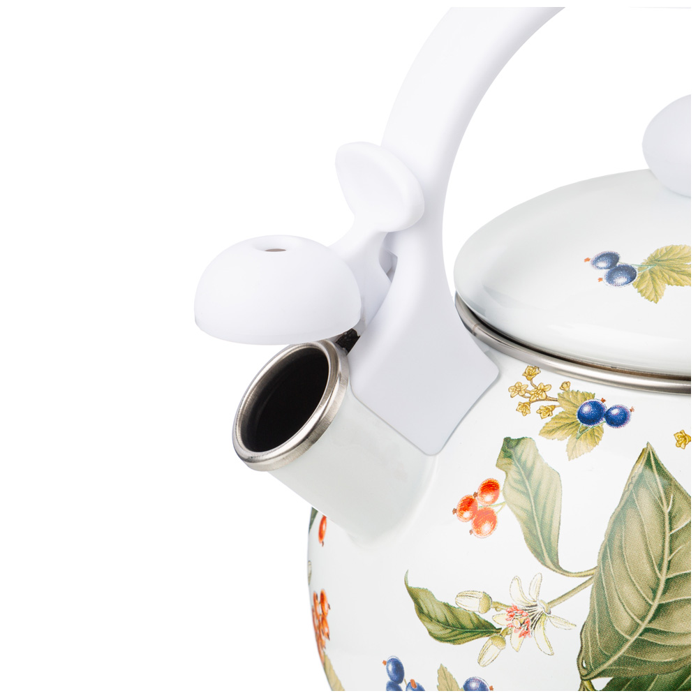 ЧАЙНИК AGNESS ЭМАЛИРОВАННЫЙ СО СВИСТКОМ СЕРИЯ, ФРУКТОВАЯ КОРЗИНА,  2, 2Л, ИНДУКЦИОННОЕ ДНО