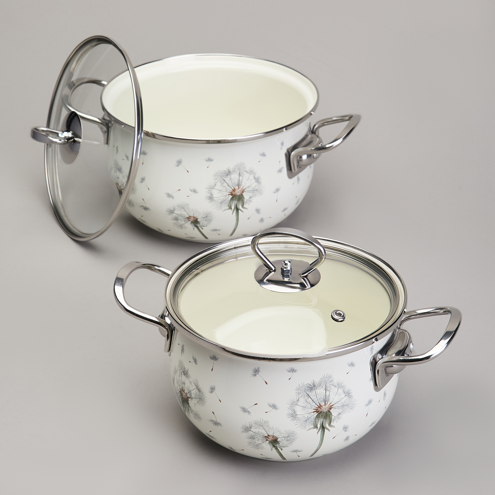 НАБОР КАСТРЮЛЬ ЭМАЛИРОВАННЫЙ, СЕРИЯ, DANDELION, 4ПР. 2, 0/2, 8Л ДИА.18/20СМ