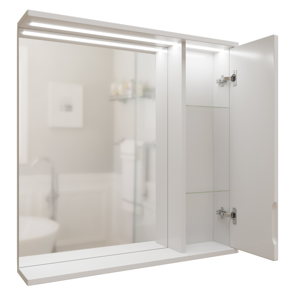 Зеркальный шкаф, Лайн-70, правый с подсветкой, ПВХ