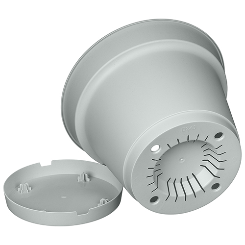 Горшок для цветов 5 л Homver Mint 221612135/03, 240 мм, с поддоном, серый