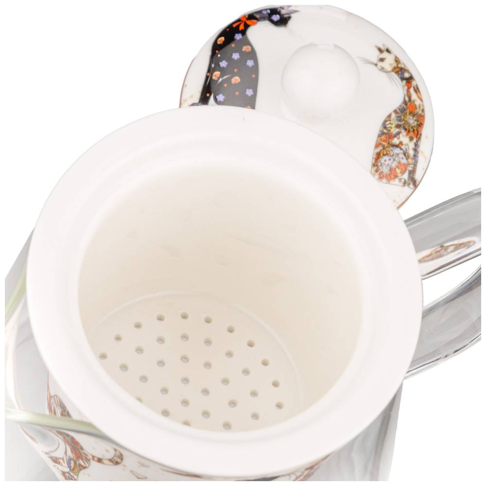 ЧАЙНИК СТЕКЛЯННЫЙ С СИТОМ LEFARD, ПАРИЖСКИЕ КОТЫ, 400 МЛ, КОР=36ШТ.