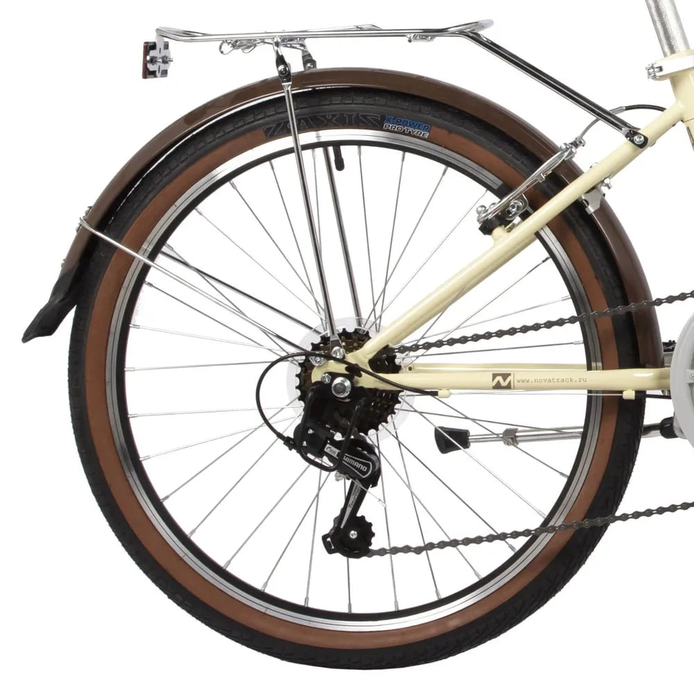 Велосипед NOVATRACK 24, складной, AURORA, бежевый, Shimano 6 speed, TY21/TS38