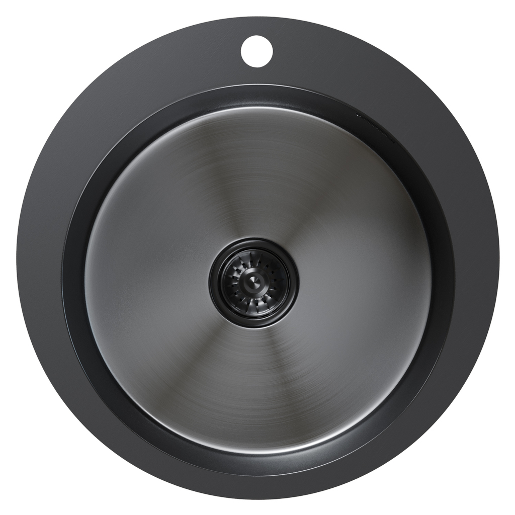 Мойка настол.монтаж D50, 3, 0 вып 3 1/2 круглая MIXLINE PRO 20см с сифоном, черный графит