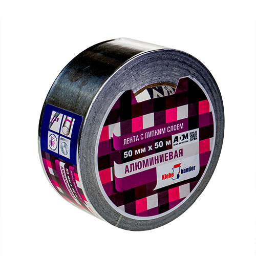 Лента алюминиевая 50ммх50м клейкая, скотч, KLEBEBANDER ТАК504Т, 1/36