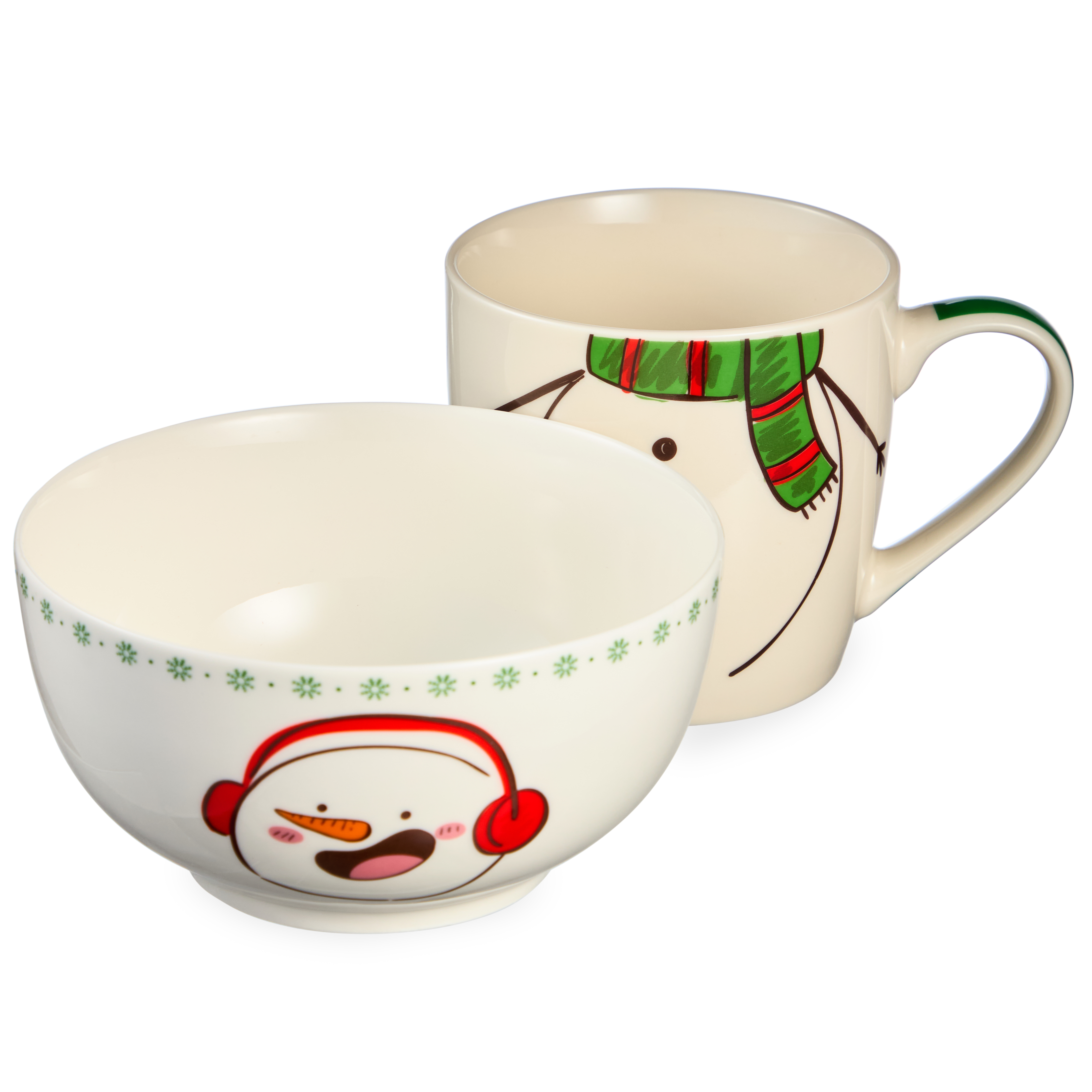 НАБОР ПОСУДЫ LEFARD, СНЕГОВИК, 2 ПР., КРУЖКА 360МЛ, САЛАТНИК 500МЛ