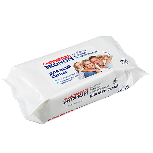 Салфетки влажные SMART ЭКОНОМ для всей семьи 70шт, 24/24